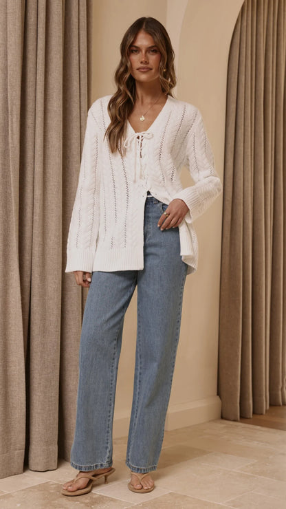 Georgia Knit Top White