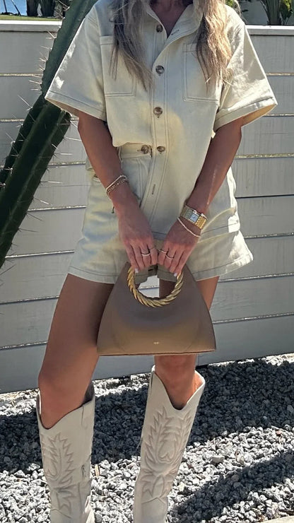 Olivia Shirt and Shorts Set Sand