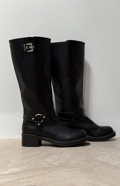 Rafferty Knee High Boots Black PU