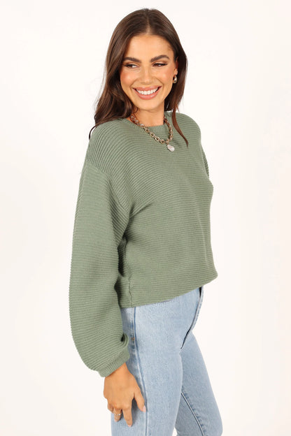 Lakelyn Textured Knit Sweater Khaki