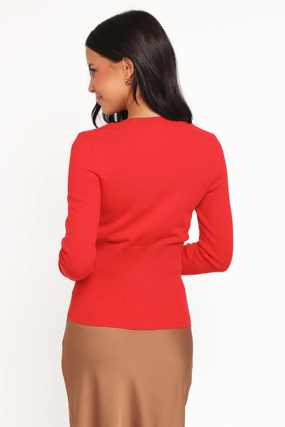 Walsh Scalloped Cardigan Red
