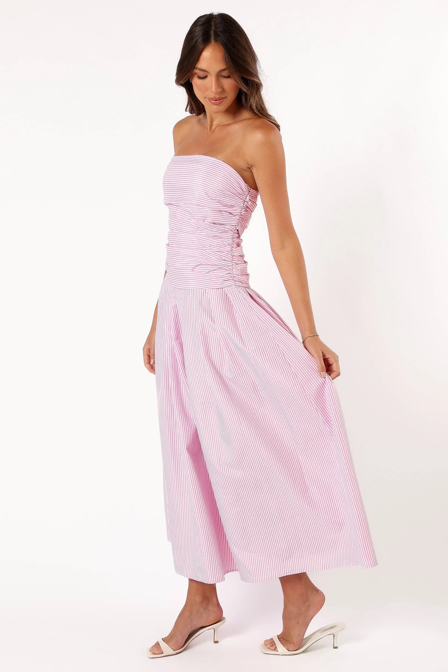 Avalee Strapless Maxi Dress Pink Stripe