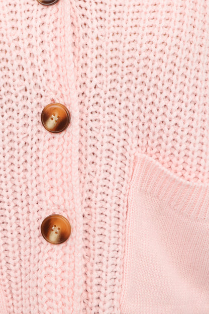 Amelia Oversize Collar Button Cardigan Pink