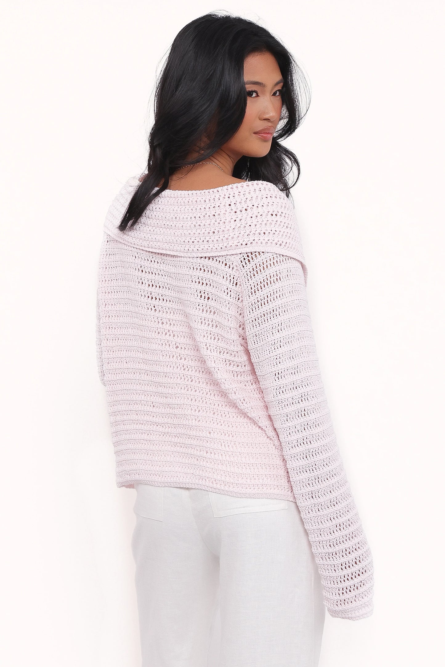 Lyra Large Collar Cardigan Pale Pink