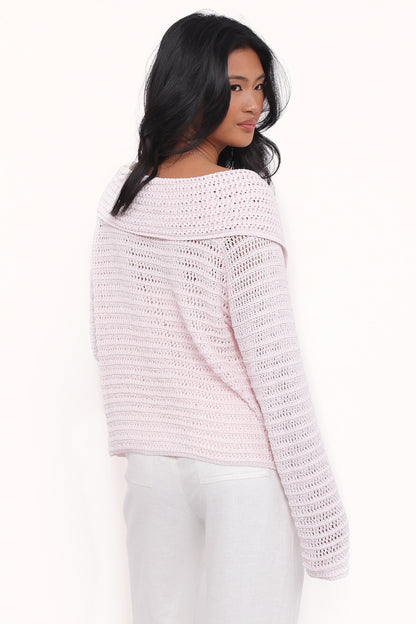 Lyra Large Collar Cardigan Pale Pink