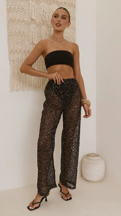 Zinnia Sequins Pant Black