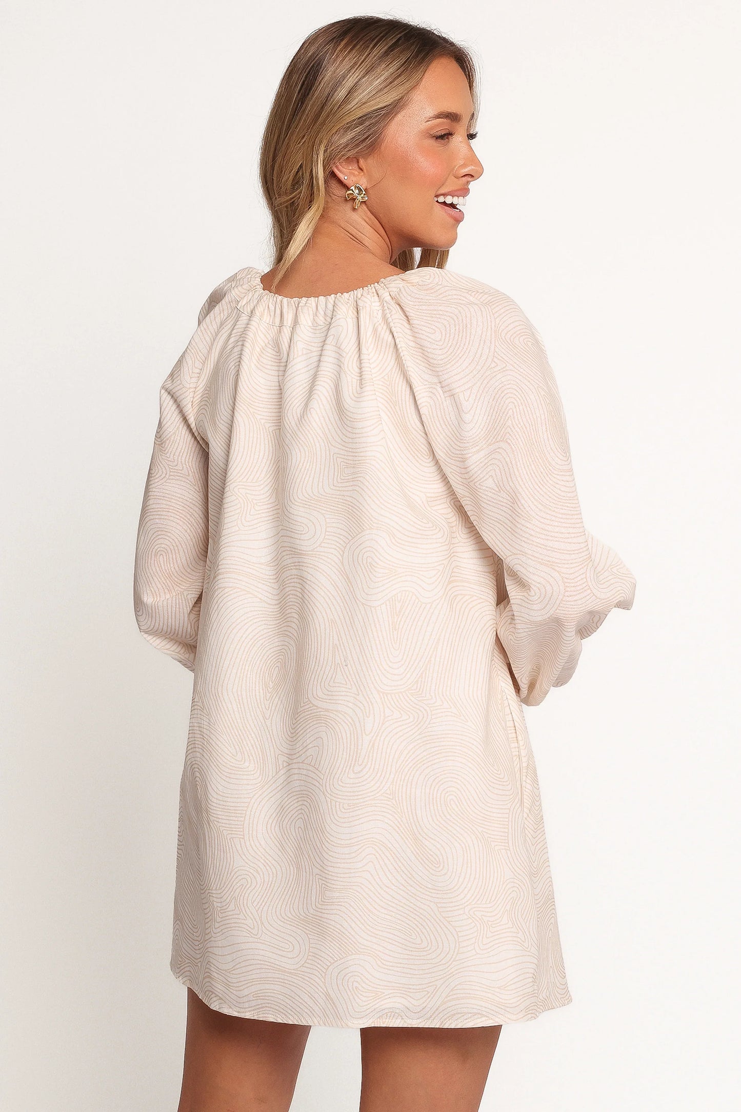 Walker Smock Mini Dress Tan Swirl