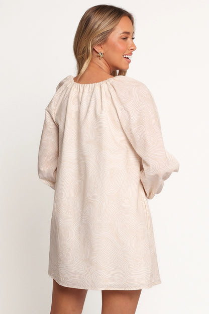 Walker Smock Mini Dress Tan Swirl