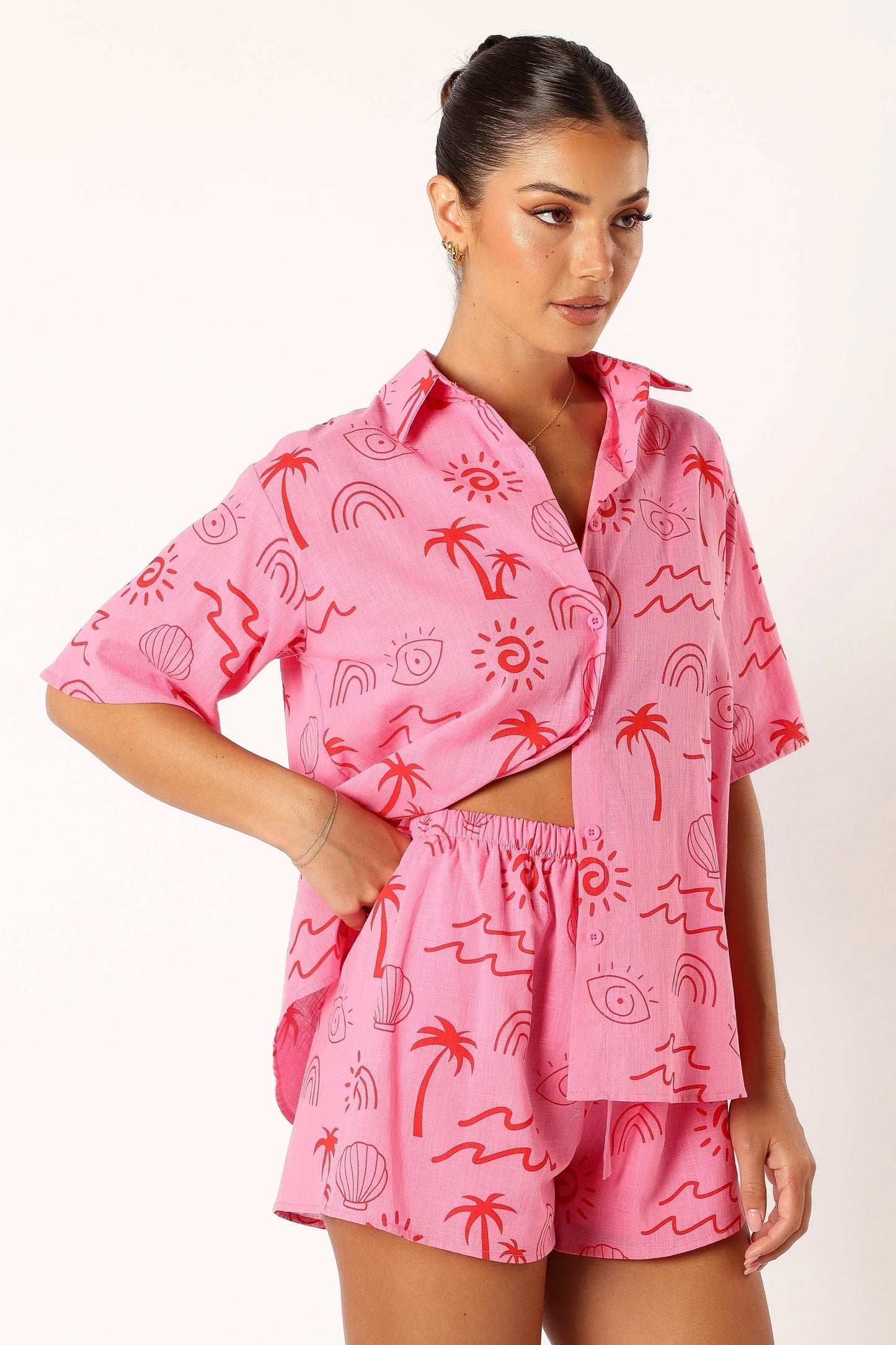 Tally Short Set Pink Red