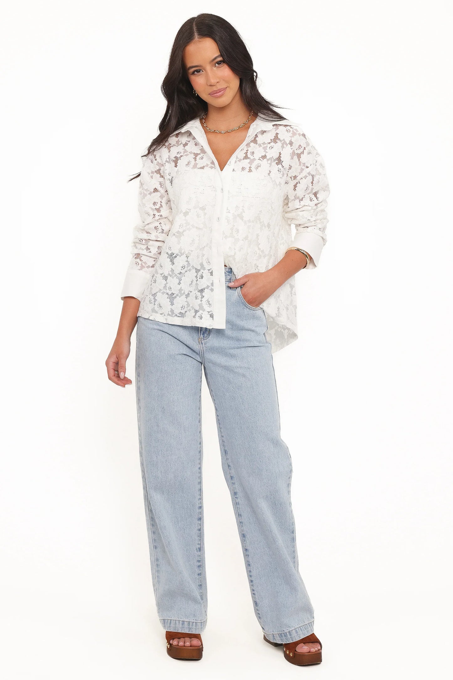 Carol Lace Shirt White