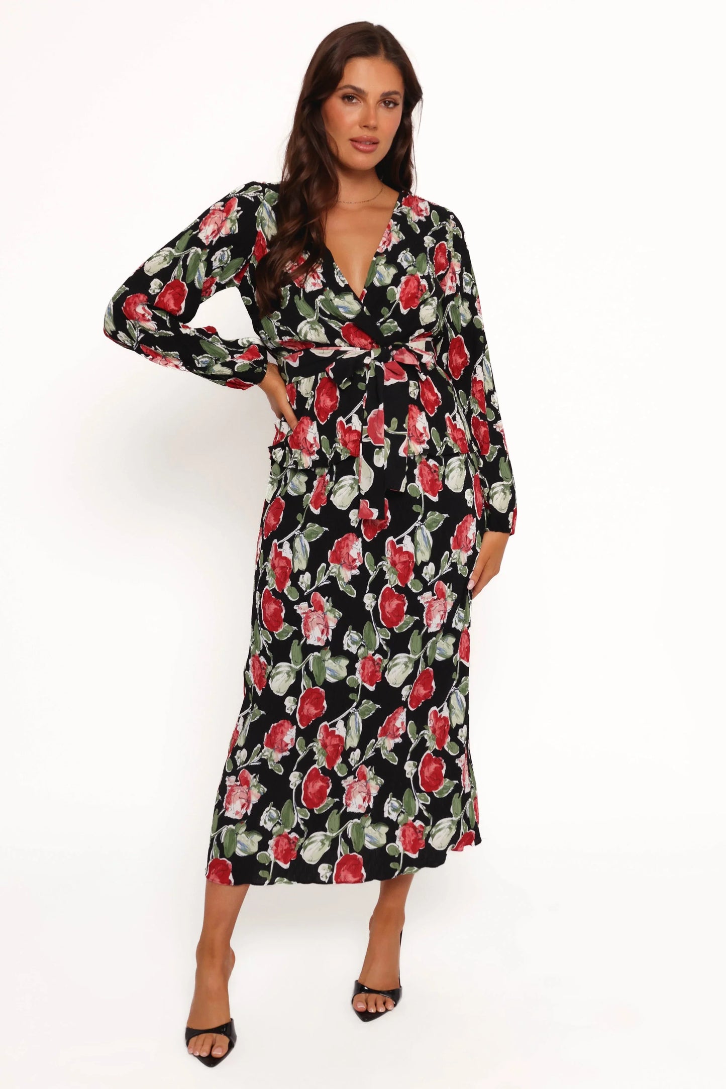 Minelli Pleat Top Black Rose