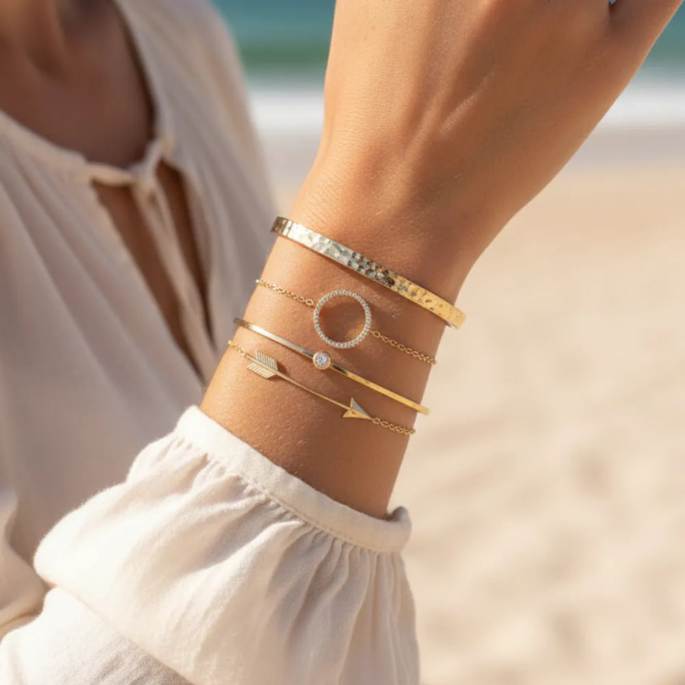 4pc Boho Chic Crystal Bracelet Set
