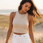Ribbed High Neck Crop Top