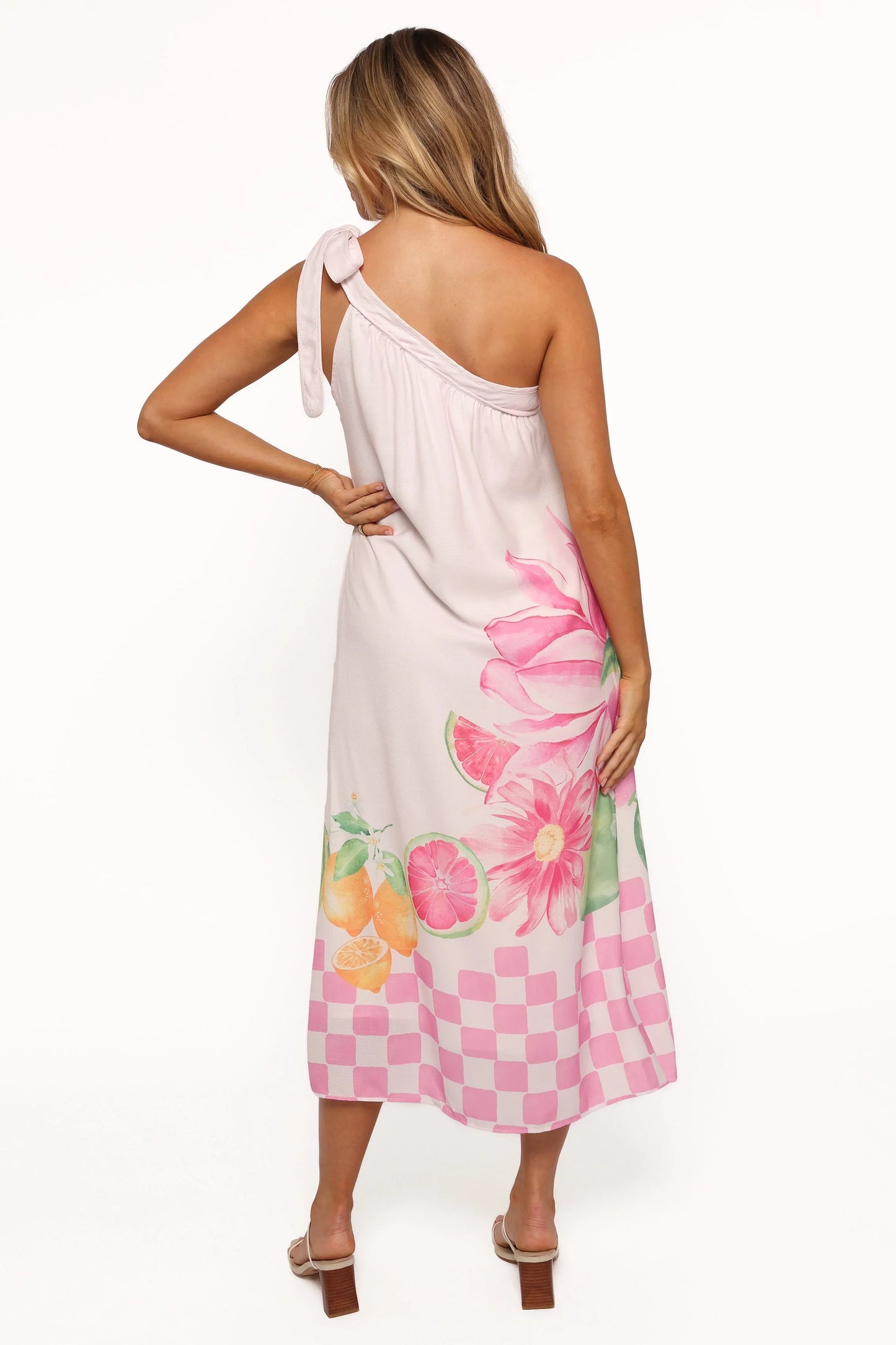 Reagan One Shoulder Midi Dress Pink