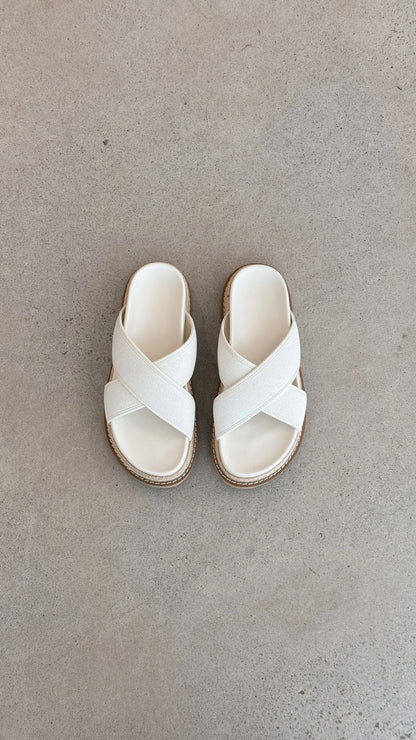 Aysha Slides Cream Linen
