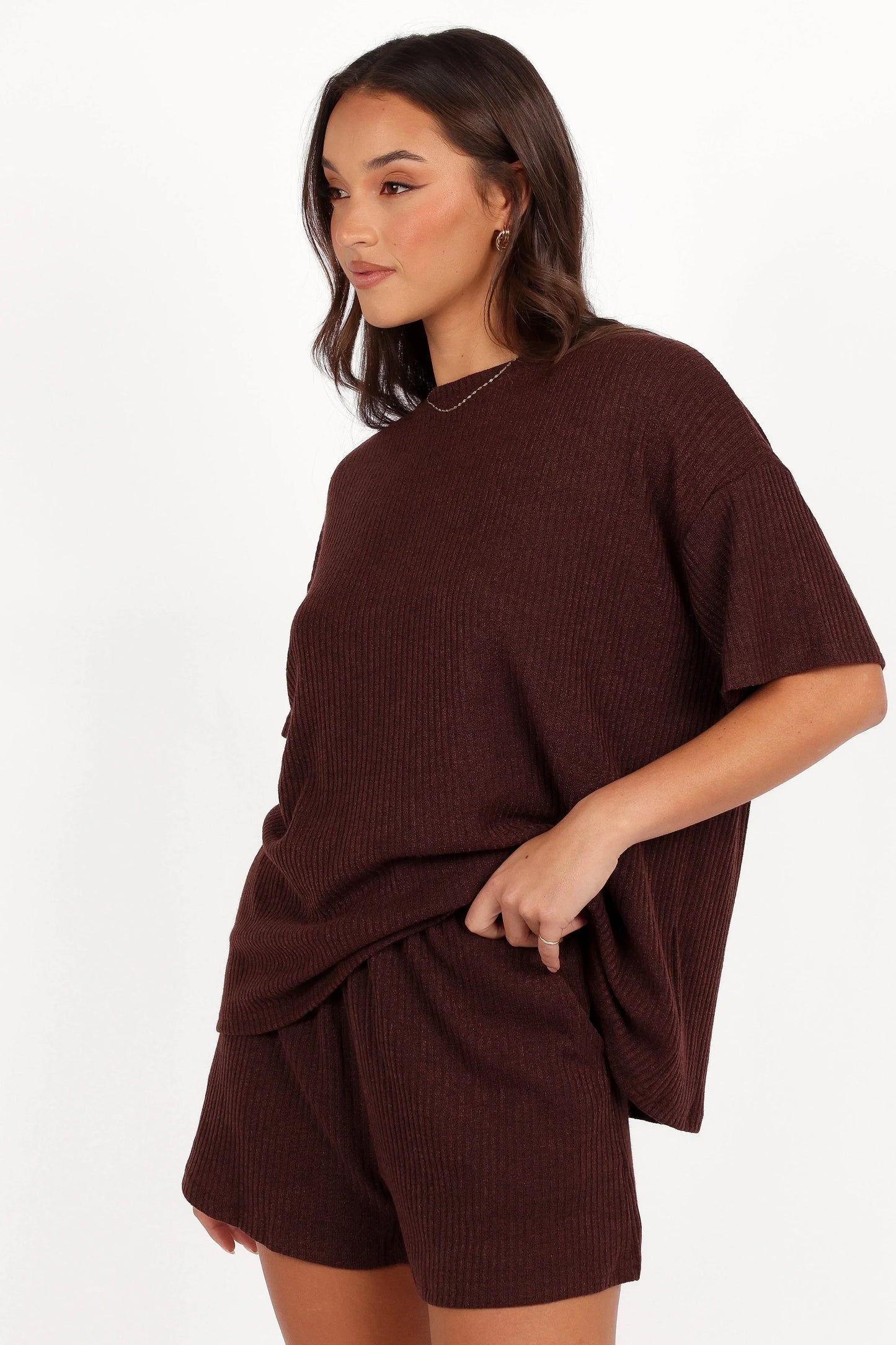 Granger Knit Short Set Chocolate Brown
