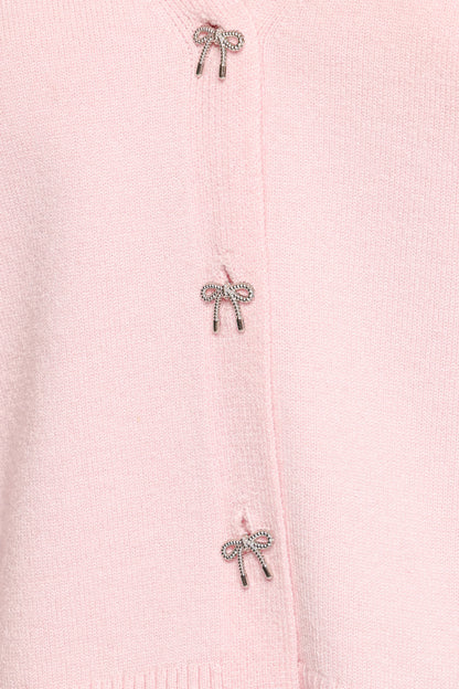 Josey Bow Button Cardigan Light Pink