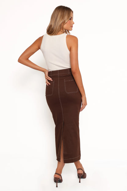 Nikko Midi Skirt Chocolate Brown