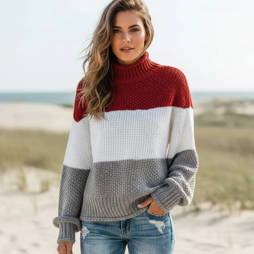Oversized Striped Boho Knit Sweater