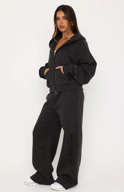 Studio 17 Willa Boxy Zip Front Hoodie Charcoal