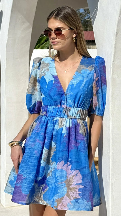 Abel Mini Dress Blue Floral