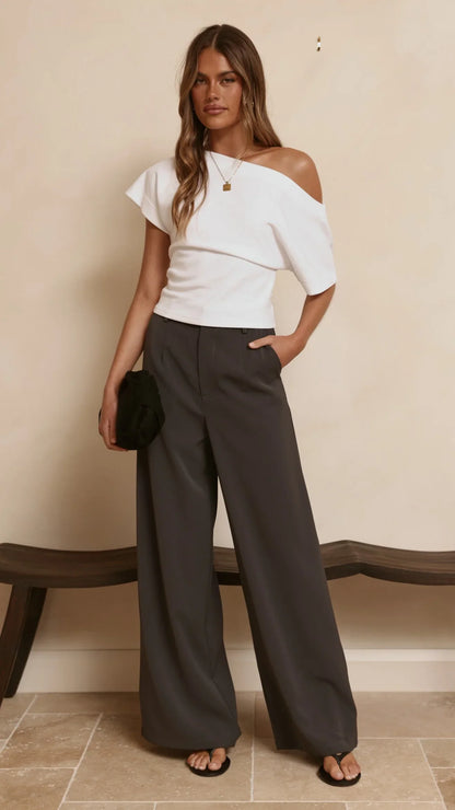 Maeva Tailored Pants Charcoal