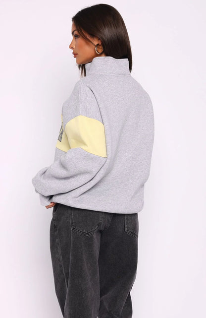 Show Yourself Zip Front Sweater Dark Grey Marle