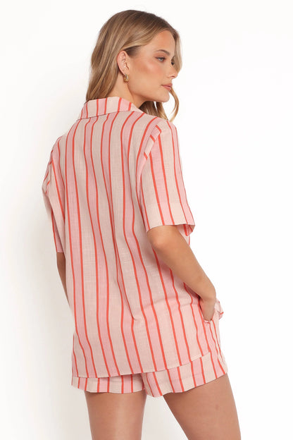 Aaliyah Tie Front Top Pink Stripe