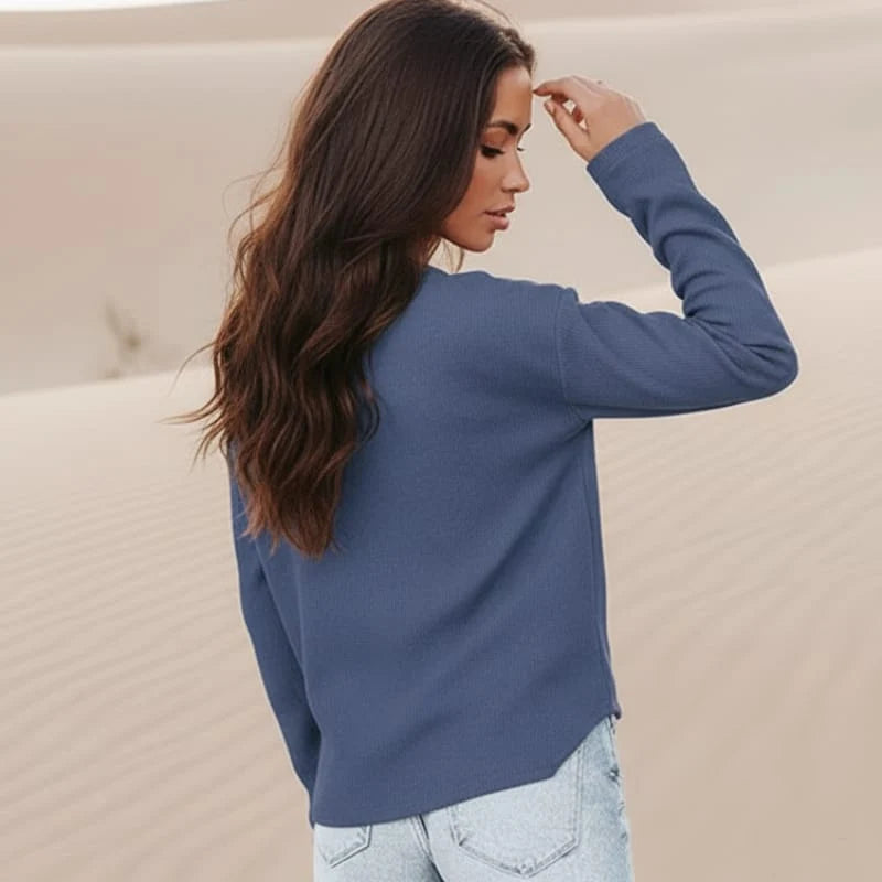 Casual Long Sleeve Henley Top