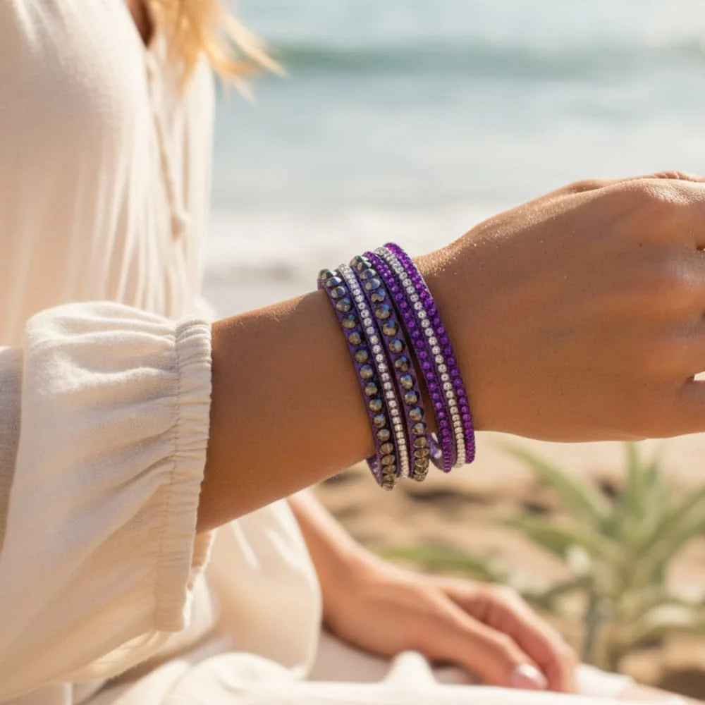 Leather Rhinestone Bracelet