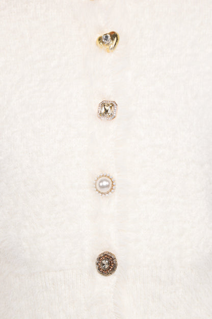 Jintie Vintage Button Cardigan Cream