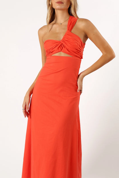 Luna One Shoulder Maxi Dress Tangerine