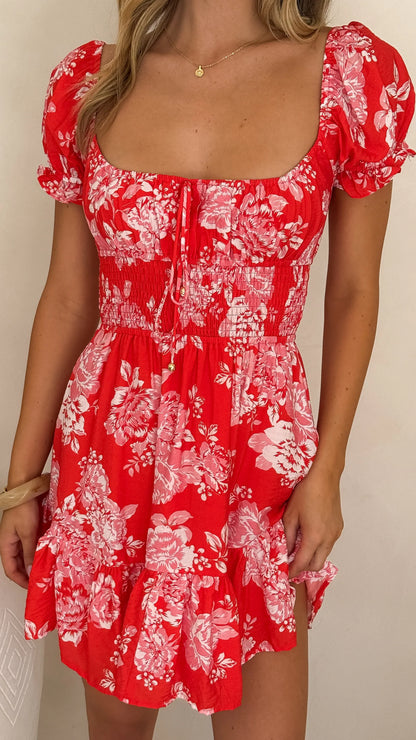 Kori Mini Dress Red Floral