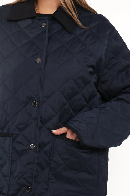 Lynly Quilted Barn Jacket Navy