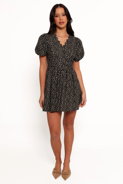 Chelsey Mini Dress Black Cream Floral