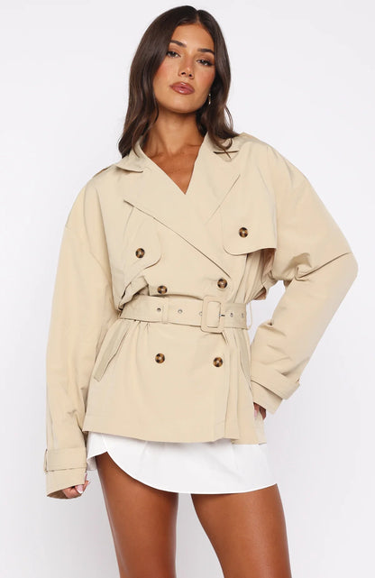 Shes Popular Cropped Trench Sand