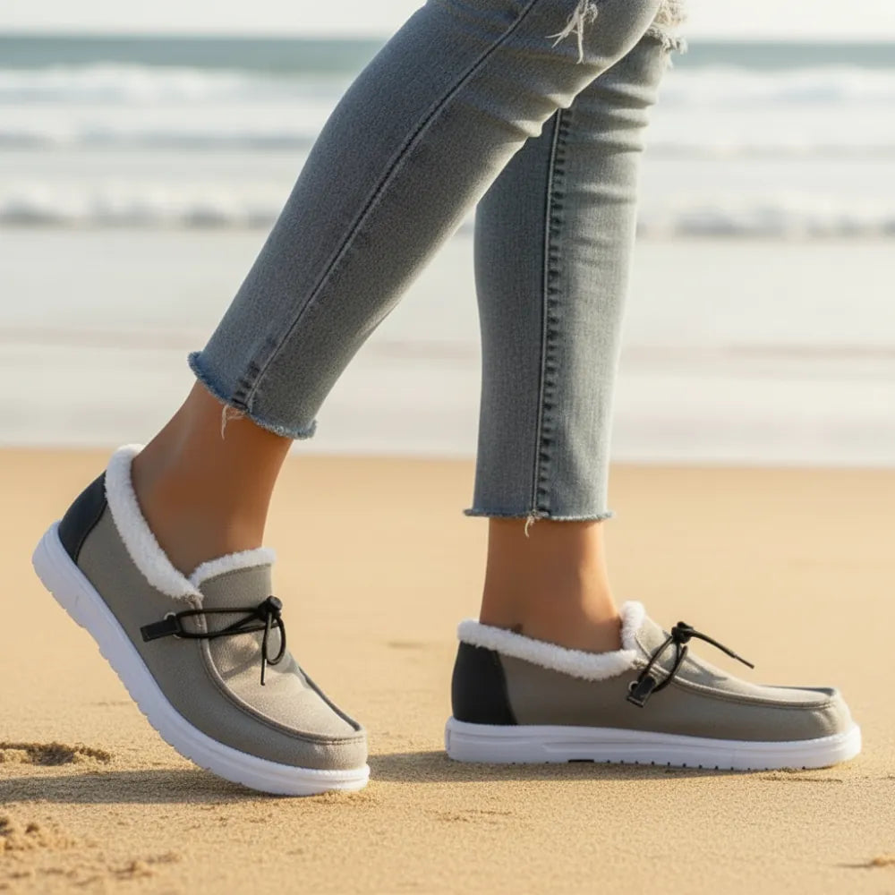Slip On Fur Canvas Shoes