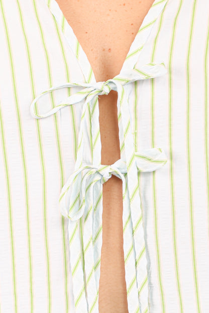Flynn Short Set Green Blue Stripe