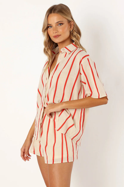 Myles Short Set Red Stripe