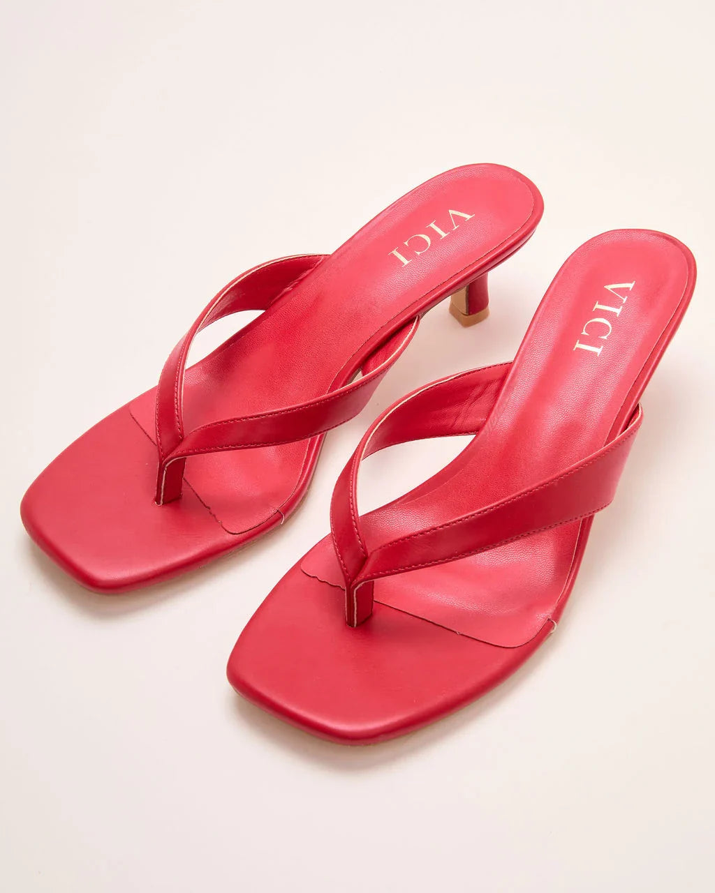Elisse Vegan Leather Heeled Thong Sandal