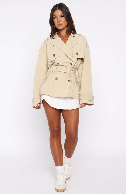 Shes Popular Cropped Trench Sand