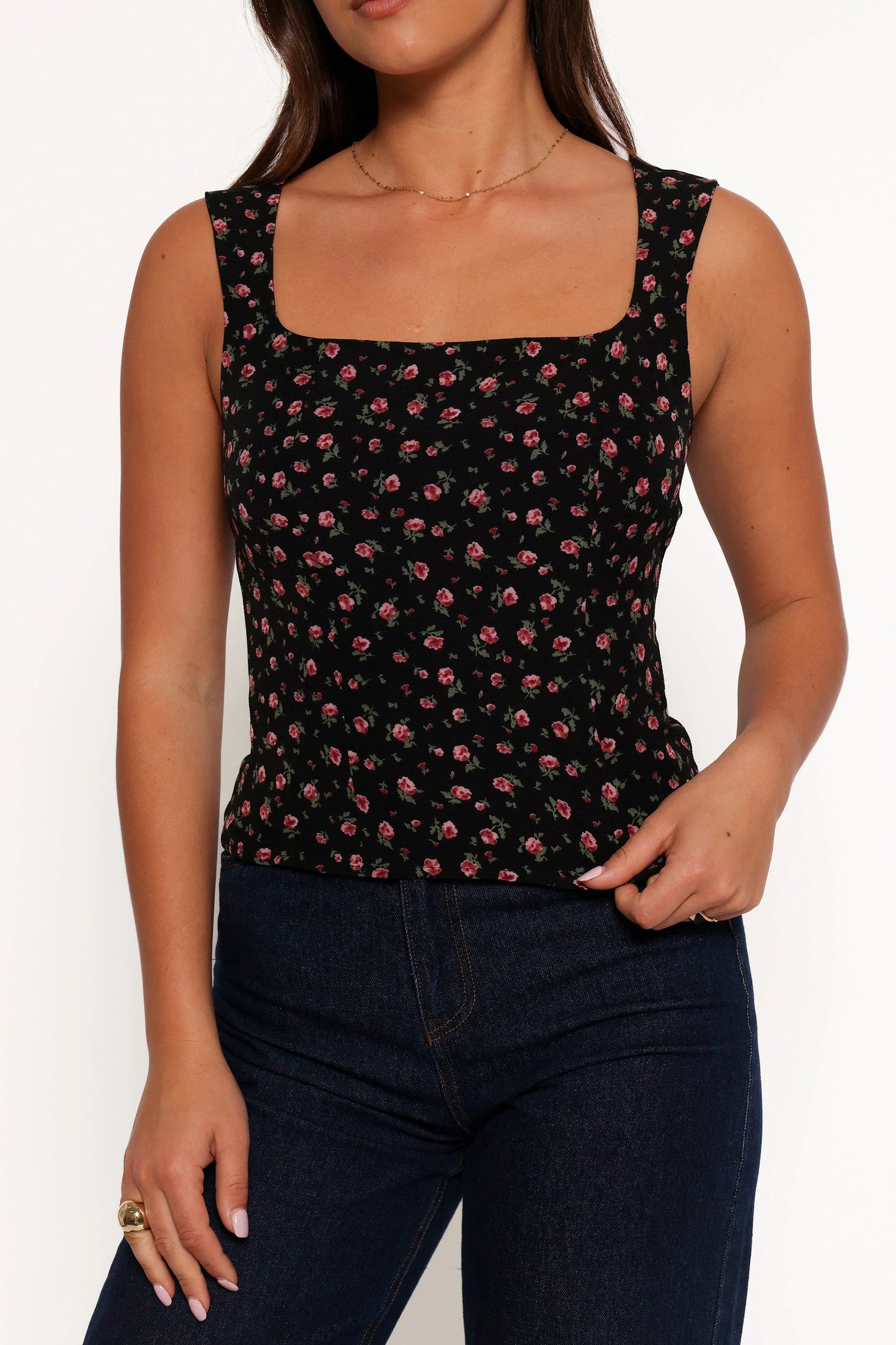 Katya Square Neck Top Rosette Ditsy