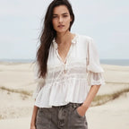 Boho Lace Long Sleeve Babydoll Top