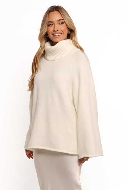 Bindy Cowlneck Knit Sweater White