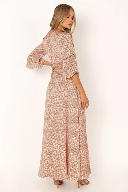 Margot Wrap Maxi Dress Orange Print