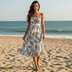 Spaghetti Strap Boho Backless Midi Dress