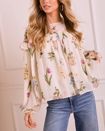 Petal Dance Floral Ruffle Blouse