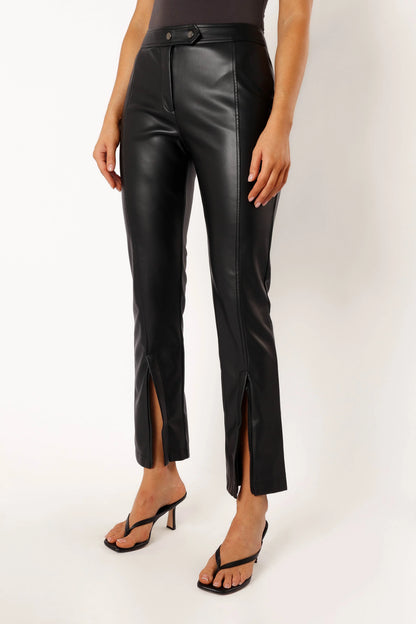 Roxy Vegan Leather Pants Black