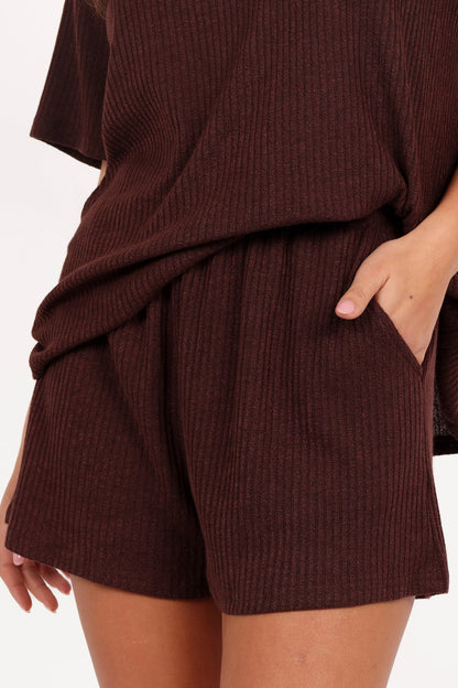Granger Knit Short Set Chocolate Brown