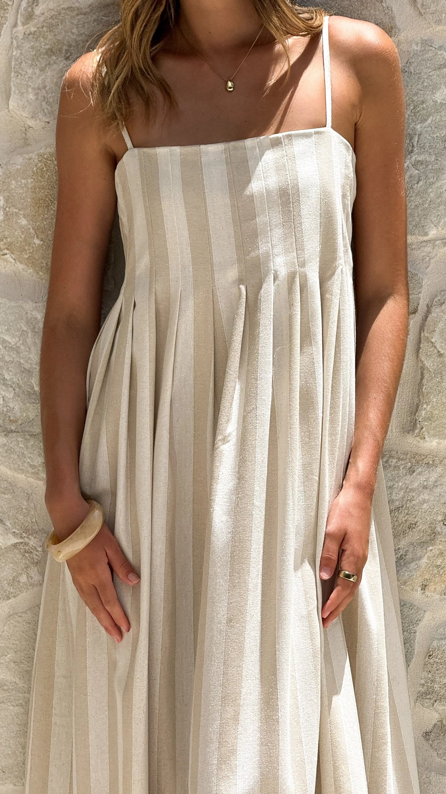 Pippa Maxi Dress Beige Stripe